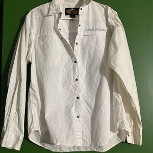 White Men's Harley Davidson button down shirt